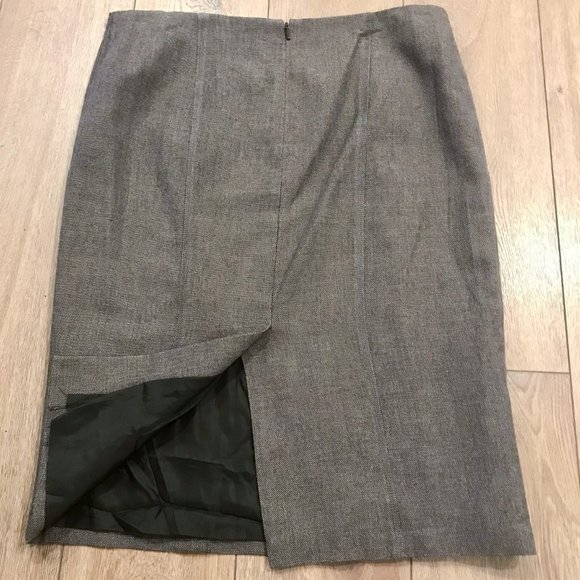 Vintage Wool-Blend Heather Brown Seamed Pencil Skirt - Size 4 - Picture 3 of 12